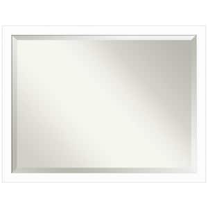 Basic White Narrow 43.5 in. x 33.5 in. Beveled Casual Rectangle Wood Framed Bathroom Wall Mirror in White