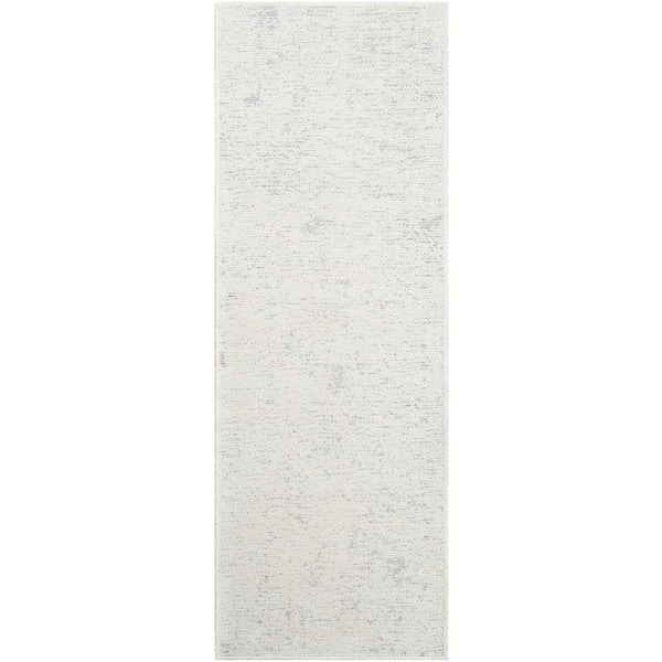 Livabliss Quebec Light Grey Solid 3 ft. x 10 ft. Indoor Machine-Washable Runner Area Rug