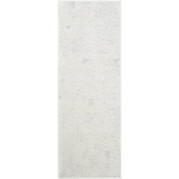 Livabliss Quebec Light Grey Solid 3 ft. x 7 ft. Indoor Machine-Washable Runner Area Rug