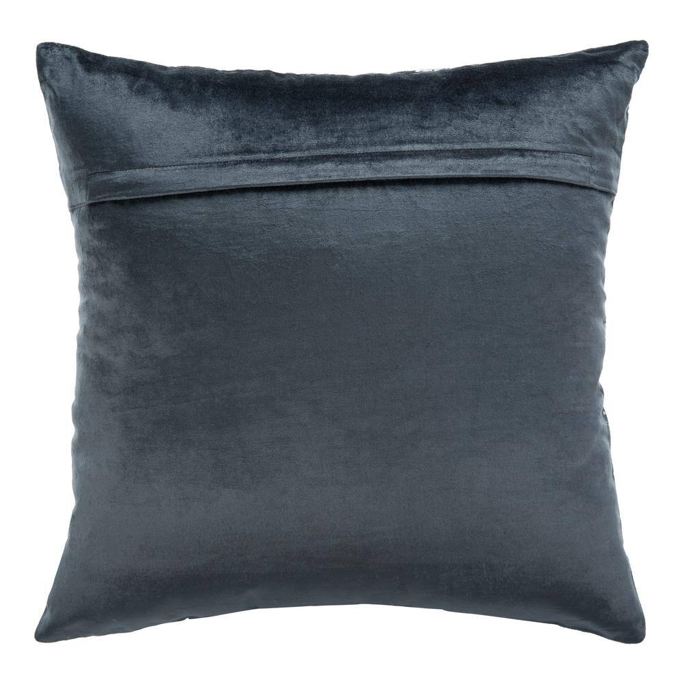 Edmee 20" Blue and Silver Metallic Square Pillow