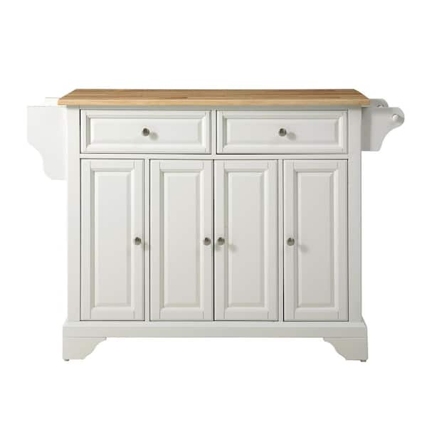 CROSLEY FURNITURE Lafayette White Kitchen Island with Wood Top