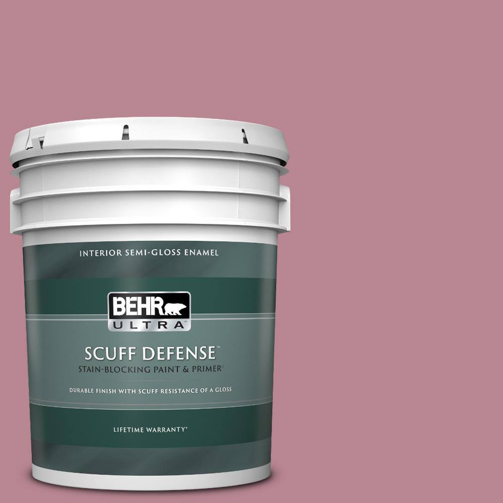 5 gal. #BIC-19 Berry Blush Extra Durable Semi-Gloss Enamel Interior Paint & Primer