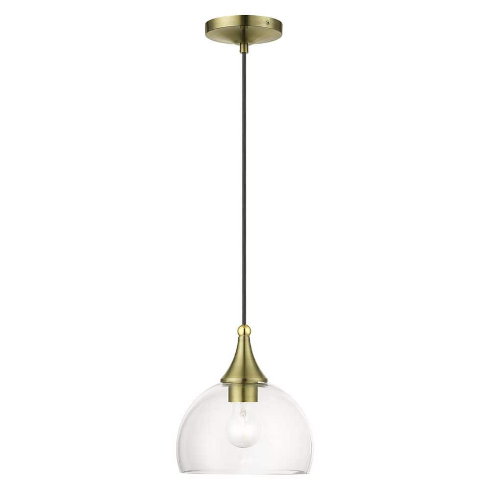 Brnyan 60-Watt 1 Light Antique Brass Mini Pendant Light with Hand Blown Clear Glass Shade , No Bulbs Included price history on PriceWatchPro
