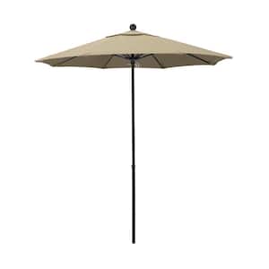 7.5 ft. Black Complete Fiberglass Market Pulley Open Patio Umbrella in Beige Pacifica