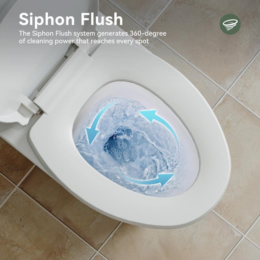 White Elongated Dual Flush High Efficiency One-Piece Toilet