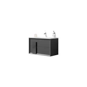 Decor Cristal 24 in. W x 18 in. D Bath Vanity in Grey with Ceramic Vanity Top in White with White Basin and Sink