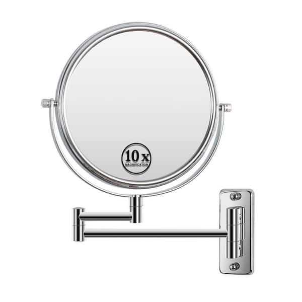 EAKYHOM 10X Wall Mount Bathroom Makeup Mirror in Chrome
