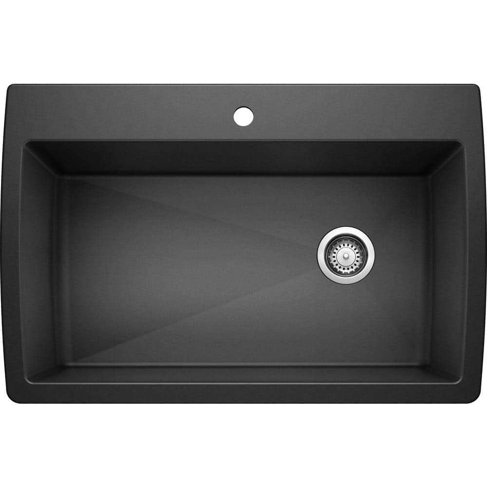Anthracite Granite Composite Single Bowl Drop-In Kitchen Sink