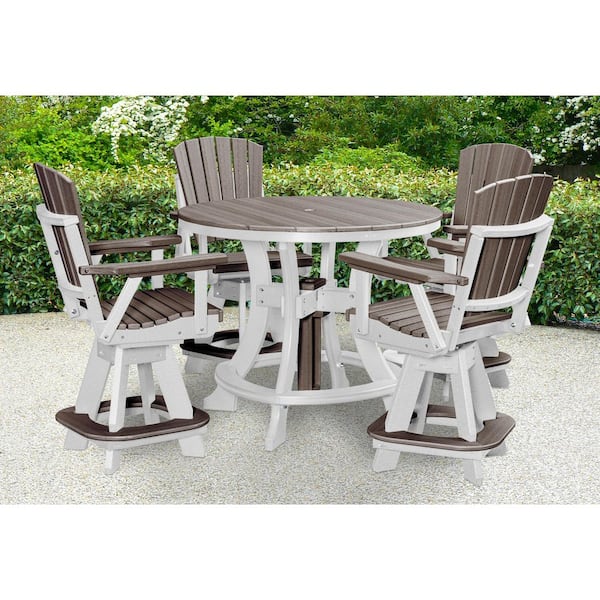 Adirondack Series White 5 Piece Poly Resin Round Counter Height Dining Set