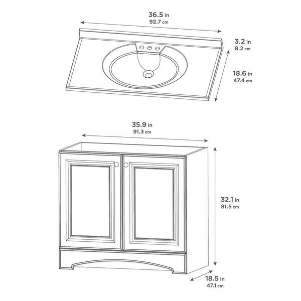 Glacier Bay 36 50 In W X 18 68 In D Bath Vanity In White With Cultured Marble Vanity Top In White With White Basin Gb36p2 Wh The Home Depot