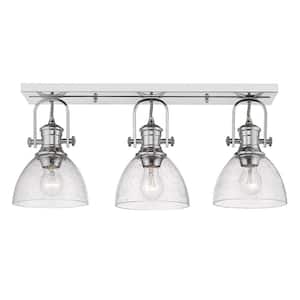 Hines 7 in. Chrome with Seeded Glass 3-Light Semi-Flush Mount