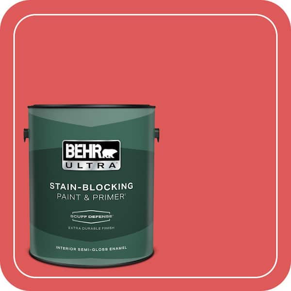 BEHR ULTRA 1 gal. #150B-6 Firecracker Extra Durable Semi-Gloss Enamel Interior Paint & Primer