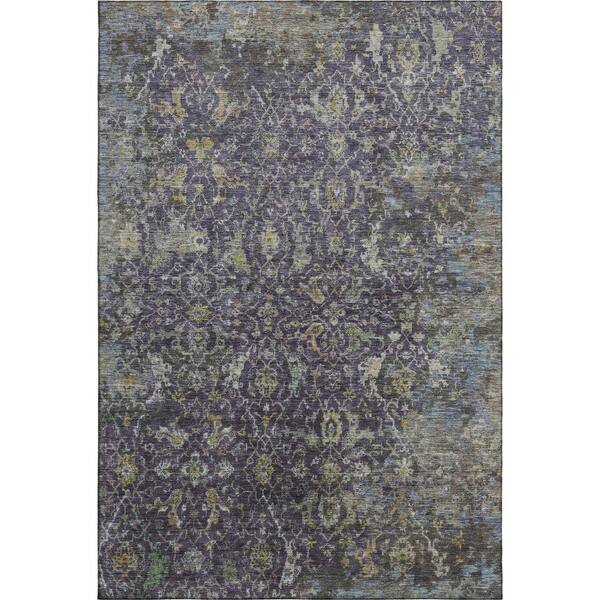 Mayfield Premium Machine Washable Abstract AMF2359 Plum 10 ft. x 14 ft. Area Rug