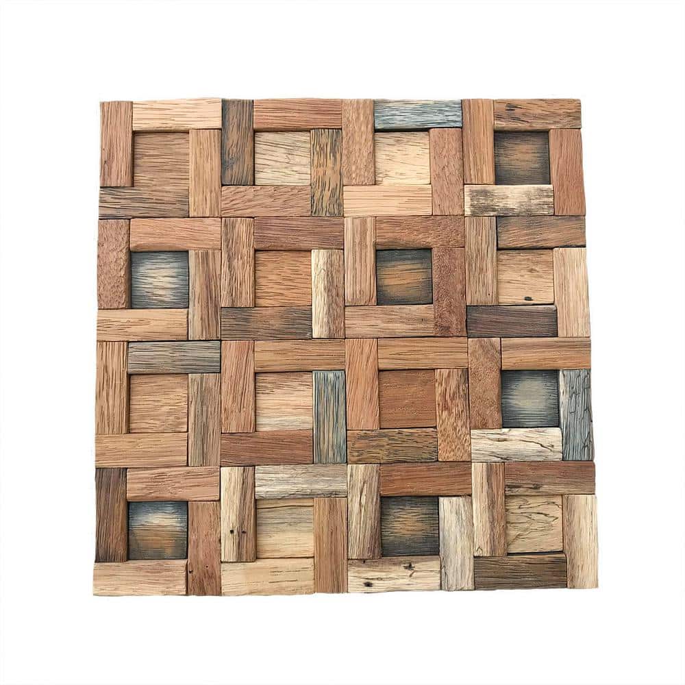 Natural Finish Reclaimed Wood Mosaic Wall Tile 11-Pack
