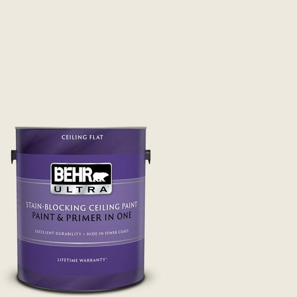 BEHR ULTRA 1 gal. #UL150-9 Pillar White Ceiling Flat Interior Paint and Primer in One