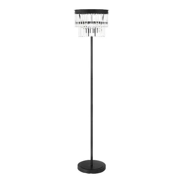 North Falls 60 in. Black Floor Lamp with Crystal Shade