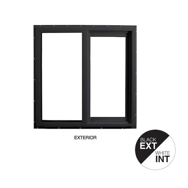 35.5 in. x 35.5 in. Select Series Vinyl Horizontal Sliding Left Hand Black Window with White Int, HP2+ Glass and Screen