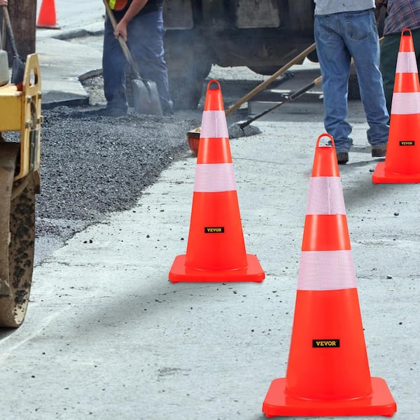 Safety Cones, 10 PCS 28 in. Traffic Cones, PVC Orange Construction Cones, 2 Reflective Collars Traffic Cones