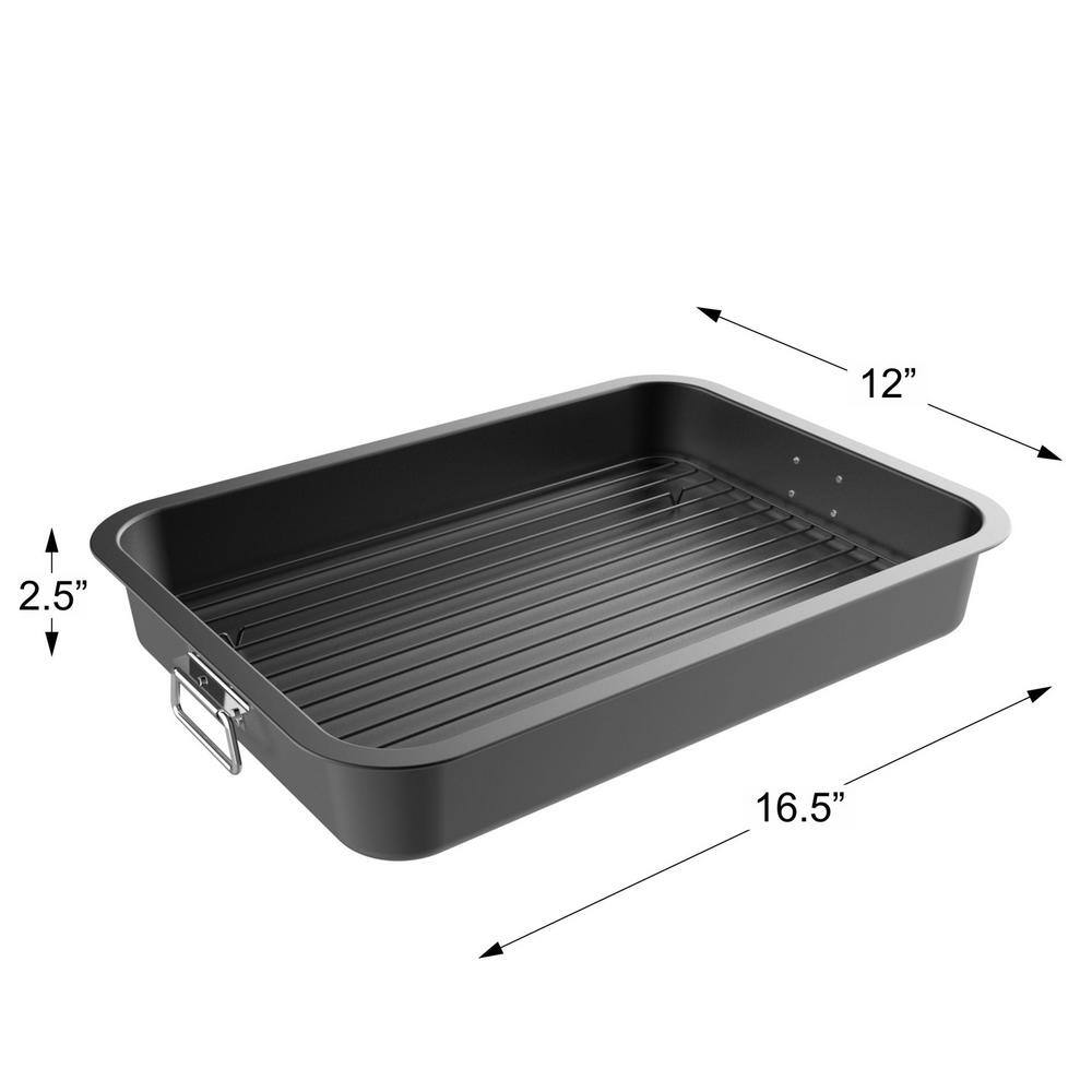 Heavy Duty Nonstick Carbon Steel Rectangular Roasting Pan with Rack