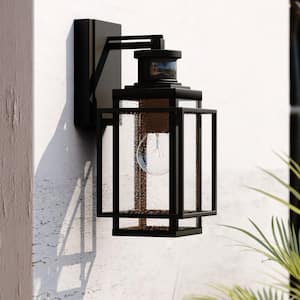 Hyde Park Metal Bronze Motion Sensor Dusk to Dawn Outdoor Wall Light Mission with Clear Glass