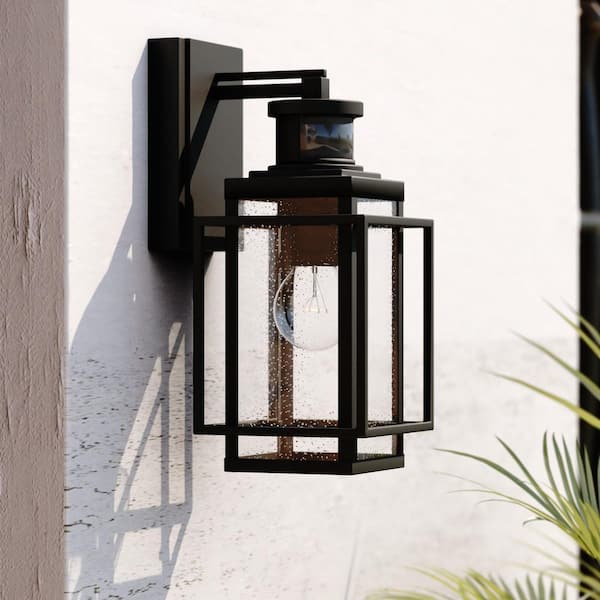 VAXCEL Hyde Park Metal Bronze Motion Sensor Dusk to Dawn Outdoor Wall Light Mission with Clear Glass