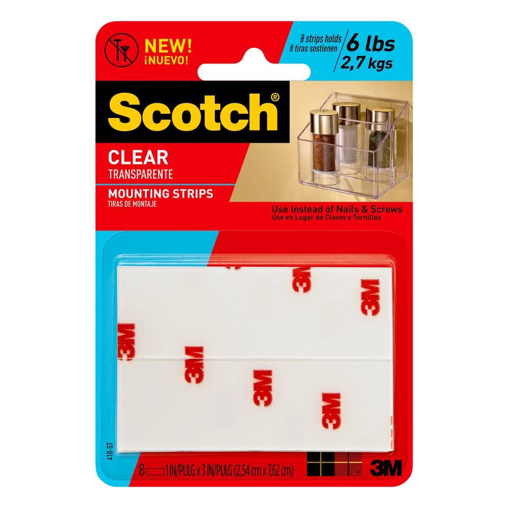 3m Scotch 1 In X 3 In Permanent Double Sided Clear Mounting Strips 8 Pack 410p St The Home Depot
