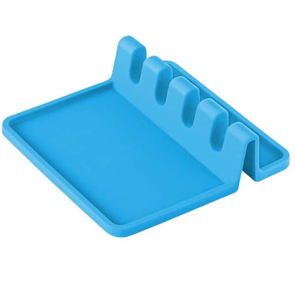 SIMPLE CRAFT Heat Resistant Silicone Spoon Rest with Drip Pad - Blue