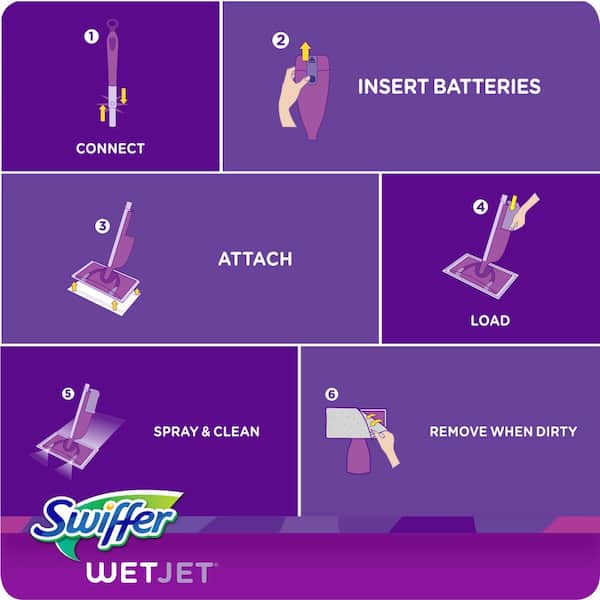 Plat Microfibre Swiffer WetJet Kit Complet Balai + 5 Lingettes + 1