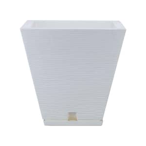 Zurique Small White Plastic Resin Indoor and Outdoor Planter Bowl