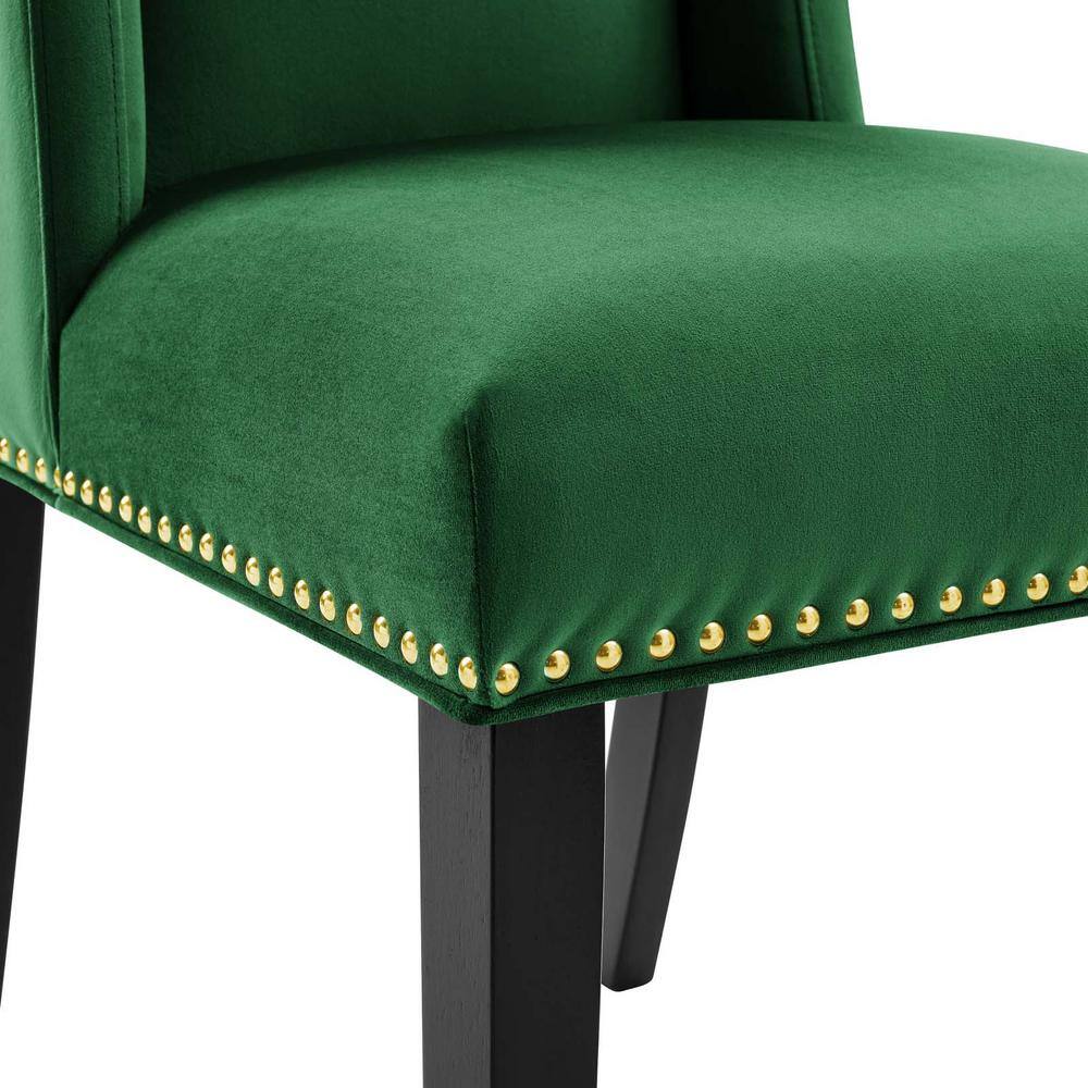 Emerald Velvet Upholstered Side Chair with Polished Nailhead Trim