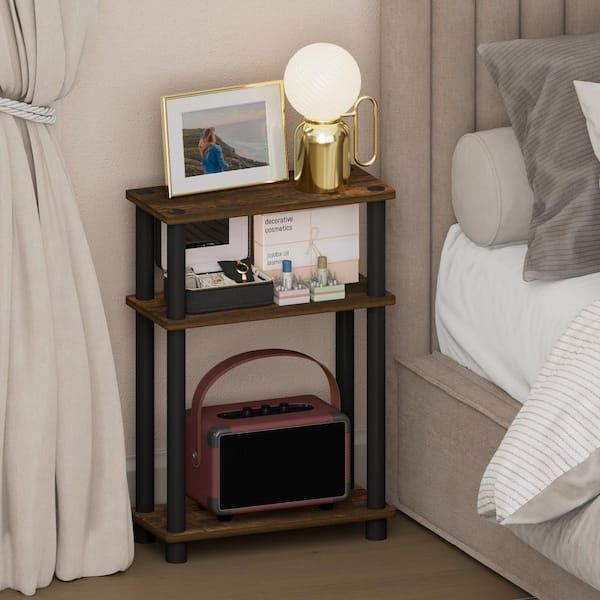 Turn-N-Tube Amber Pine/Black 15.7 in. W Nightstand
