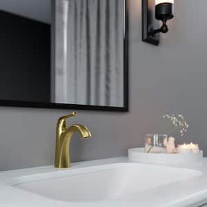 Willa Single Handle Single Hole Bathroom Faucet With Deck plate in Brushed Gold