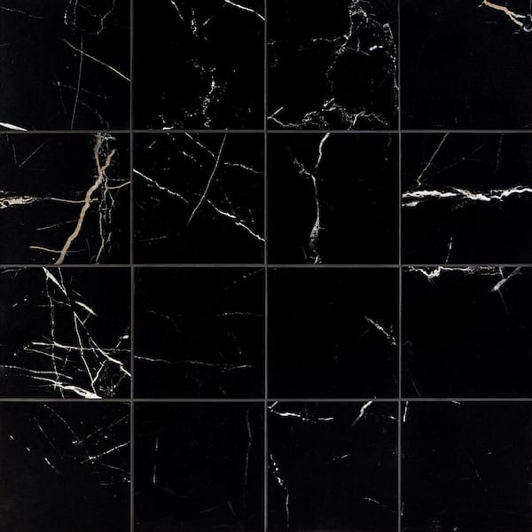 Ivy Hill Tile Marmo Marble Black 6 in. x 6 in. Matte Porcelain Floor and Wall Tile (7.02 sq. ft./Case)