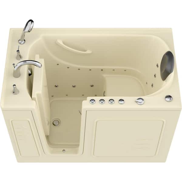 Universal Tubs Safe Premier 53 in. L x 30 in. W Left Drain Walk-in Combination Bathtub in Biscuit