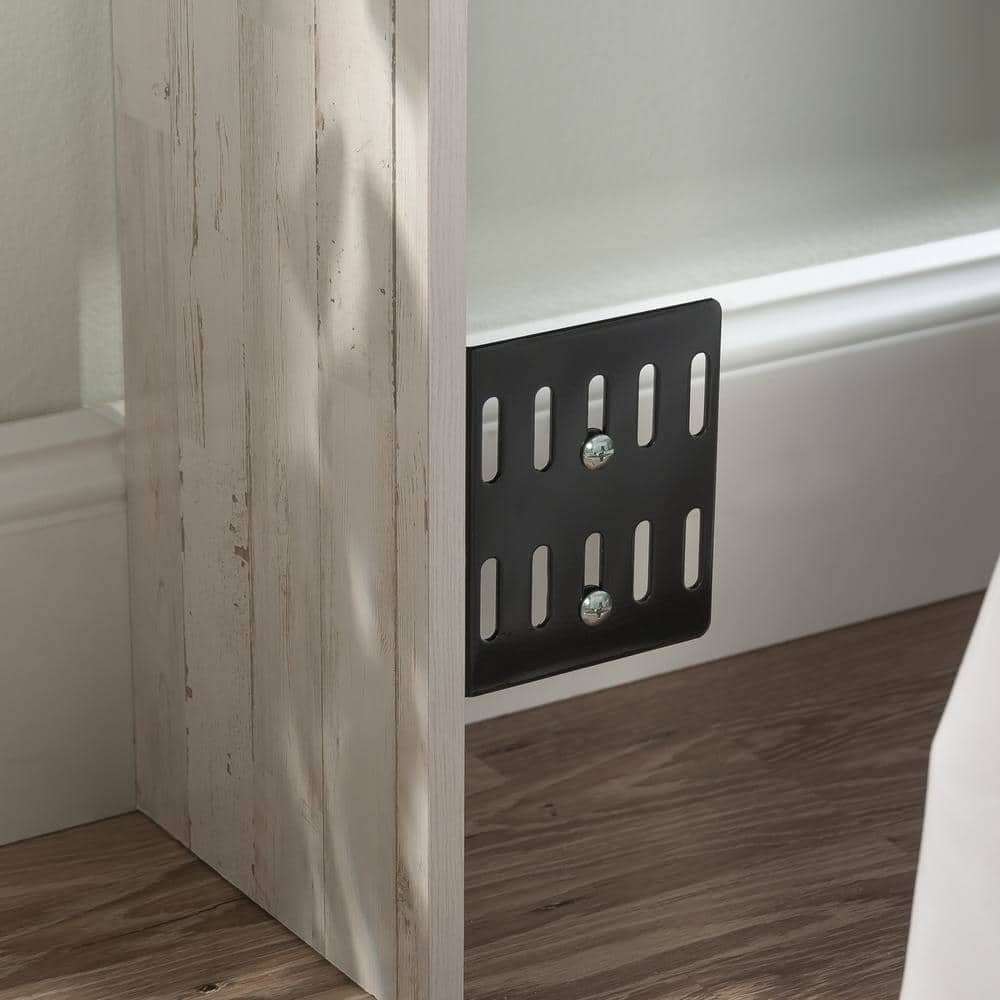 Full/Queen White Plank Wood Headboard with Storage