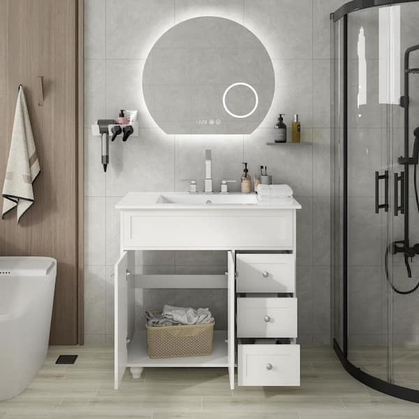 NYSJÖN / BJÖRKÅN Bathroom furniture, set of 5, white/Saljen faucet,  211/4x153/4x385/8 - IKEA