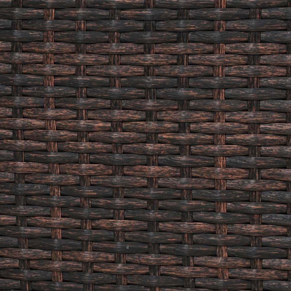 Close-up of dark brown woven wicker texture.