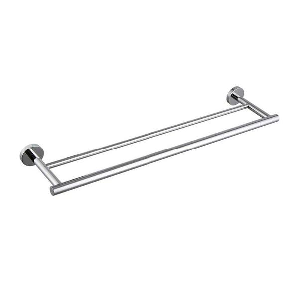 Bathroom 23.6 in. Wall Mounted Double Towel Bar Towel Holder in Chrome