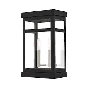 Wessex 15 in. 2-Light Black Hardwired Outdoor Hardwired Wall Lantern Sconc with No Bulbs Includede