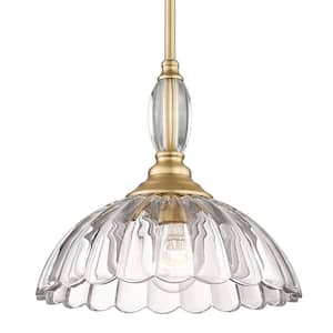 Audra 1-Light Brushed Champagne Bronze Empire Pendant Light with Clear Glass Shade