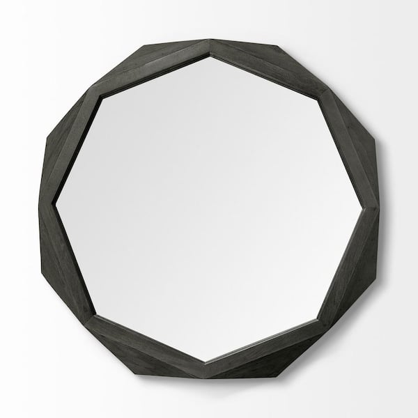 HomeRoots 41 in. W x 41 in. H Wood Black Decorative Mirror