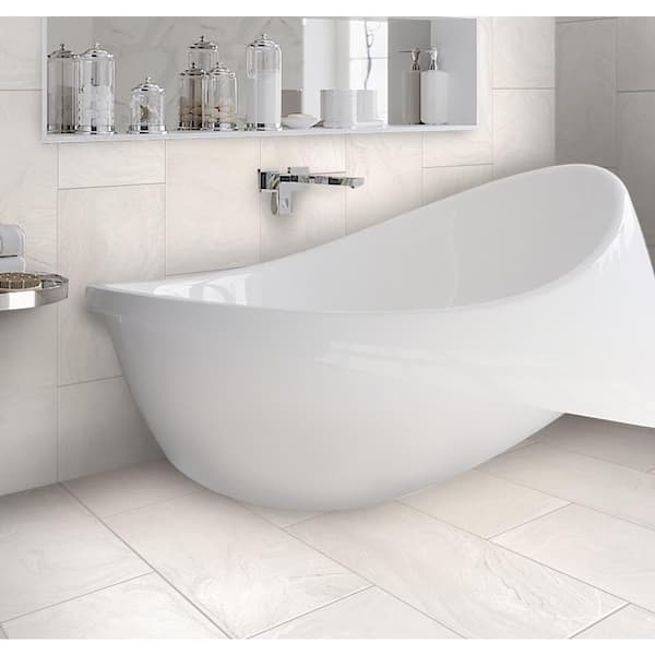 Sculpt 12.6 in. x 24.6 in. White Porcelain Matte Wall and Floor Tile (10.76 sq. ft./case) 5-Pack