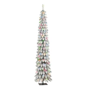 7 ft. Green Pre-Lit Alpine Pencil Artificial Christmas Tree with 150 Multi-Color Incandescent Lights