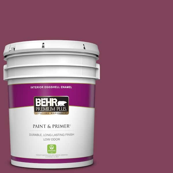 BEHR PREMIUM PLUS 5 gal. Home Decorators Collection #HDC-WR14-12 Cheerful Wine Eggshell Enamel Low Odor Interior Paint & Primer