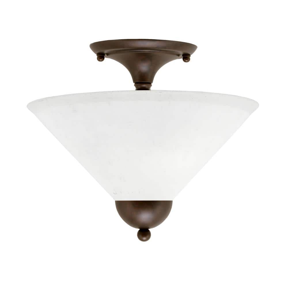 Bristol 12 in. 2-Light Bronzel Transitional Semi-Flush Mount with 12 in. Wh