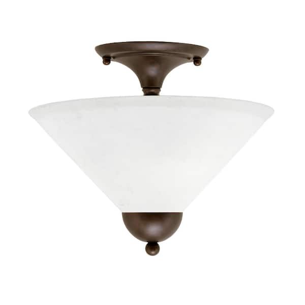Unbranded Bristol 12 in. 2-Light Bronzel Transitional Semi-Flush Mount with 12 in. White Muslin Glass Shade, No Bulbs Included