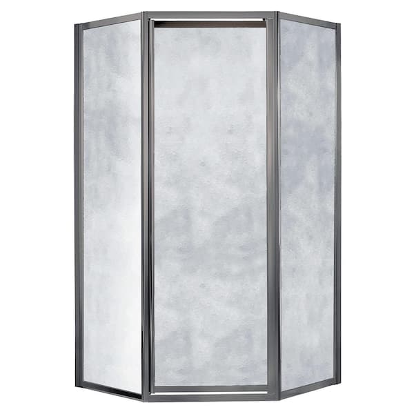 CRAFT + MAIN Tides 18-1/2 in. x 24 in. x 18-1/2 in. x 70 in. Framed Neo-Angle Shower Door in Brushed Nickel and Obscure Glass