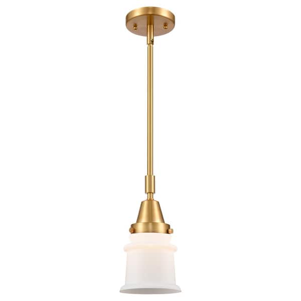 Innovations Canton 100-Watt 1-Light Satin Gold Standard Mini Pendant Light with Painted Glass Shade, No Bulbs Included