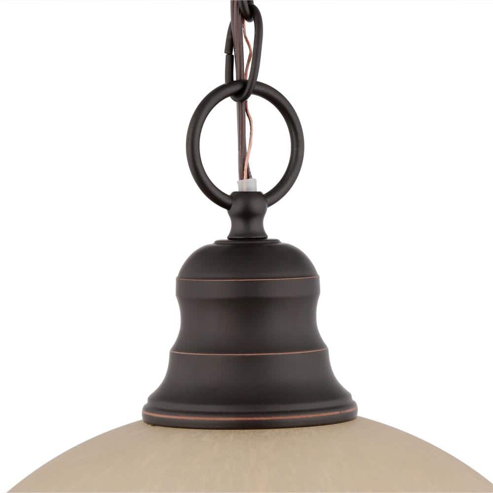Empire Mahogany Bronze 16" Pendant with Champagne Linen Glass