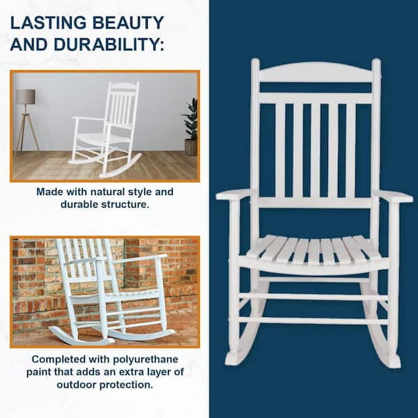 Maine Porch Rocker White Wood Outdoor Rocking Chair